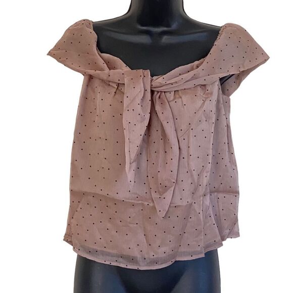 Line & Dot Off Shoulder Buff Black Polka Dot Top Sz L NWT - Picture 4 of 12